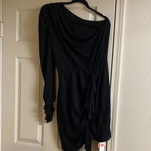 Cider One Shoulder Black Dress